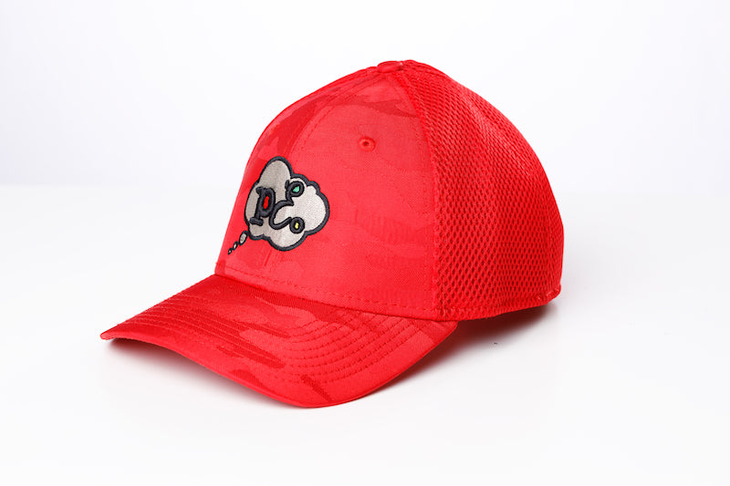 PEO Sportswear Silver Logo On A Red Camo Cap